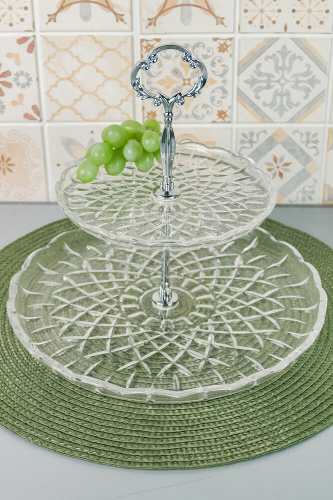 Сервировочная этажерка альцата двухъярусная, стекло, 26 см, EDG 107944-00