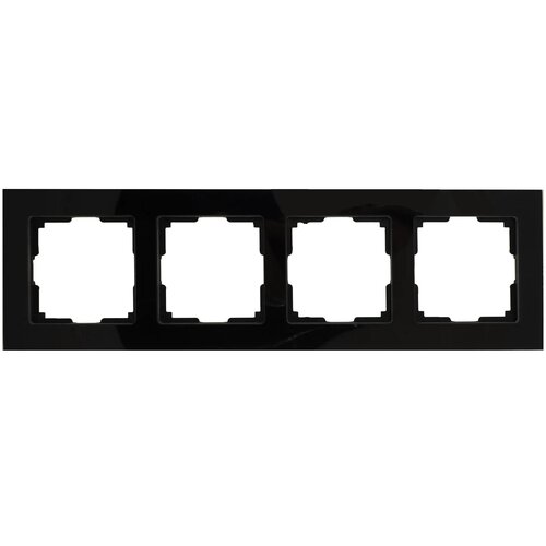 Рамка для розеток и выключателей Werkel Favorit 4 поста, стекло, цвет чёрный рамка для розеток и выключателей favorit 4 поста цвет прозрачный