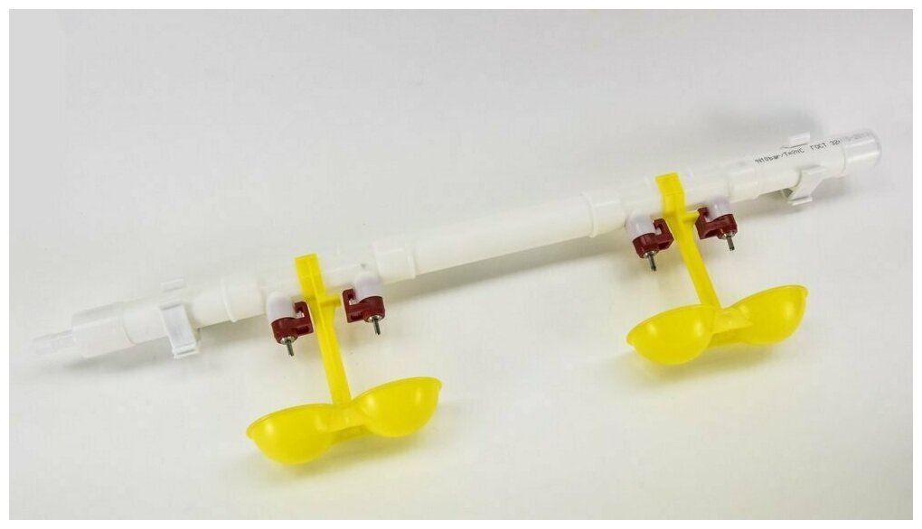 Система ниппельного поения - двойные ниппельные поилки 3 поилки + кормушка по банку + полипропиленовые + шланг 10мм 2 метра + штуцер - фотография № 5
