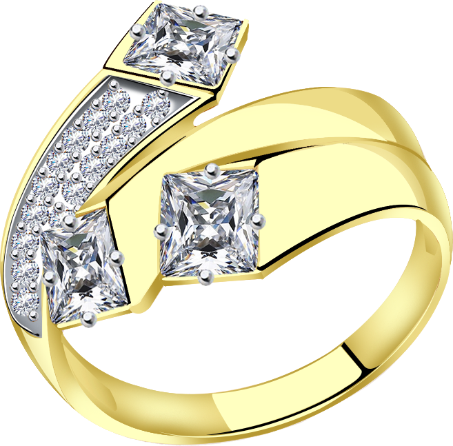 Кольцо Diamant online, желтое золото, 585 проба, фианит