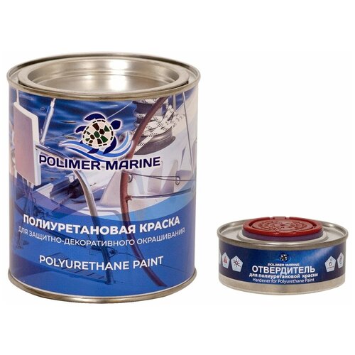 Краска полиуретановая двухкомпонентная 2К красная 1 л Polimer Marine