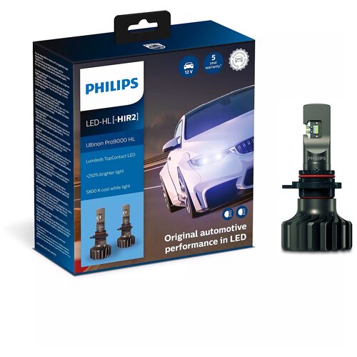 фото Лампа светодиодная philips ultinon pro9000 hl hir2 12/24v 20w px22d, 2 шт. (бокс)