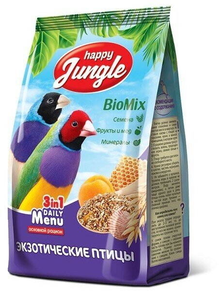 Happy Jungle Корм для экзотических птиц, 500г