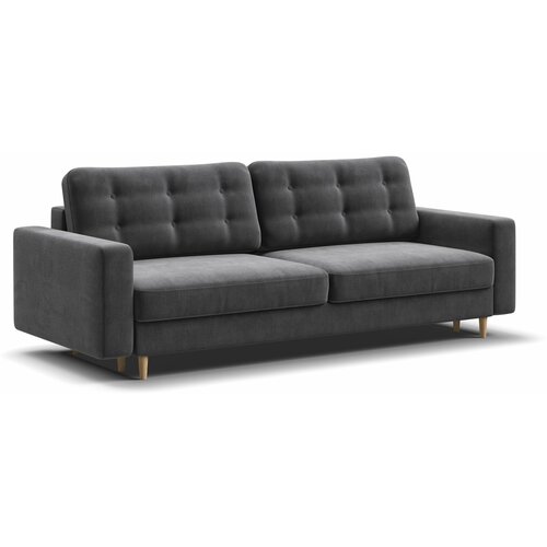 Диван-кровать BOSS SKANDY, с ящиком для хранения, пантограф, велюр Monolit серый, 230x110x95 см