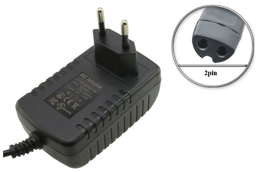 Адаптер (блок) питания 30V 0.6A - 0.8A 2pin (ZD24W300060PNW ZD24W300060EU) зарядное устройство для Cecotec Conga RockStar 700 X-Treme ErgoFlex
