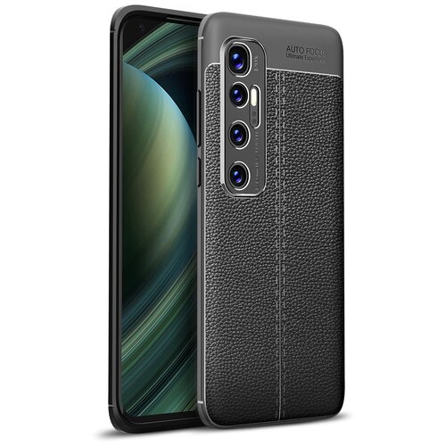 фото Чехол mypads для xiaomi mi 10 ultra из качественного износостойкого силикона с декоративным дизайном под кожу с тиснением черный