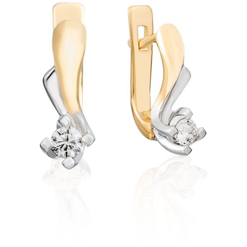 Серьги Gatamova, желтое золото, 585 проба, родирование, бриллиант