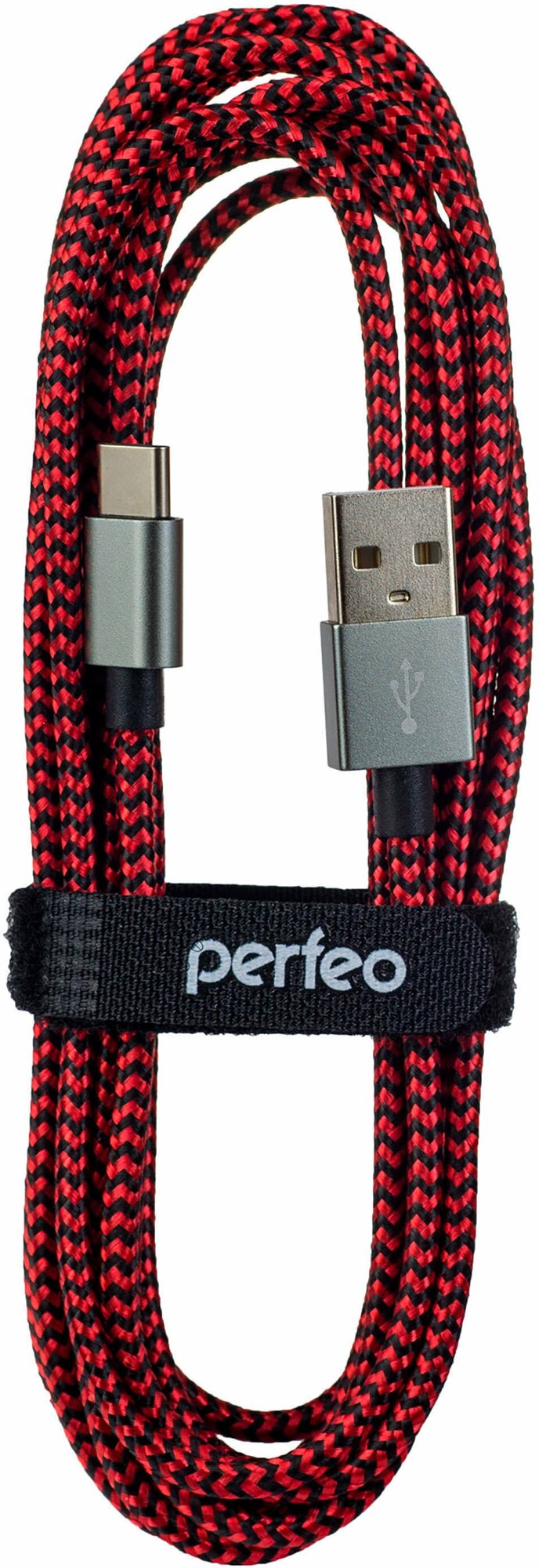 Аксессуар Perfeo USB 2.0 A - USB Type-C 3m Black-Red U4902