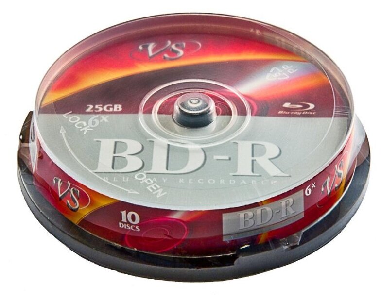 Носители информации Blu-ray BD-R, 6x, VS, Cake/10, VSBDR4CB1002