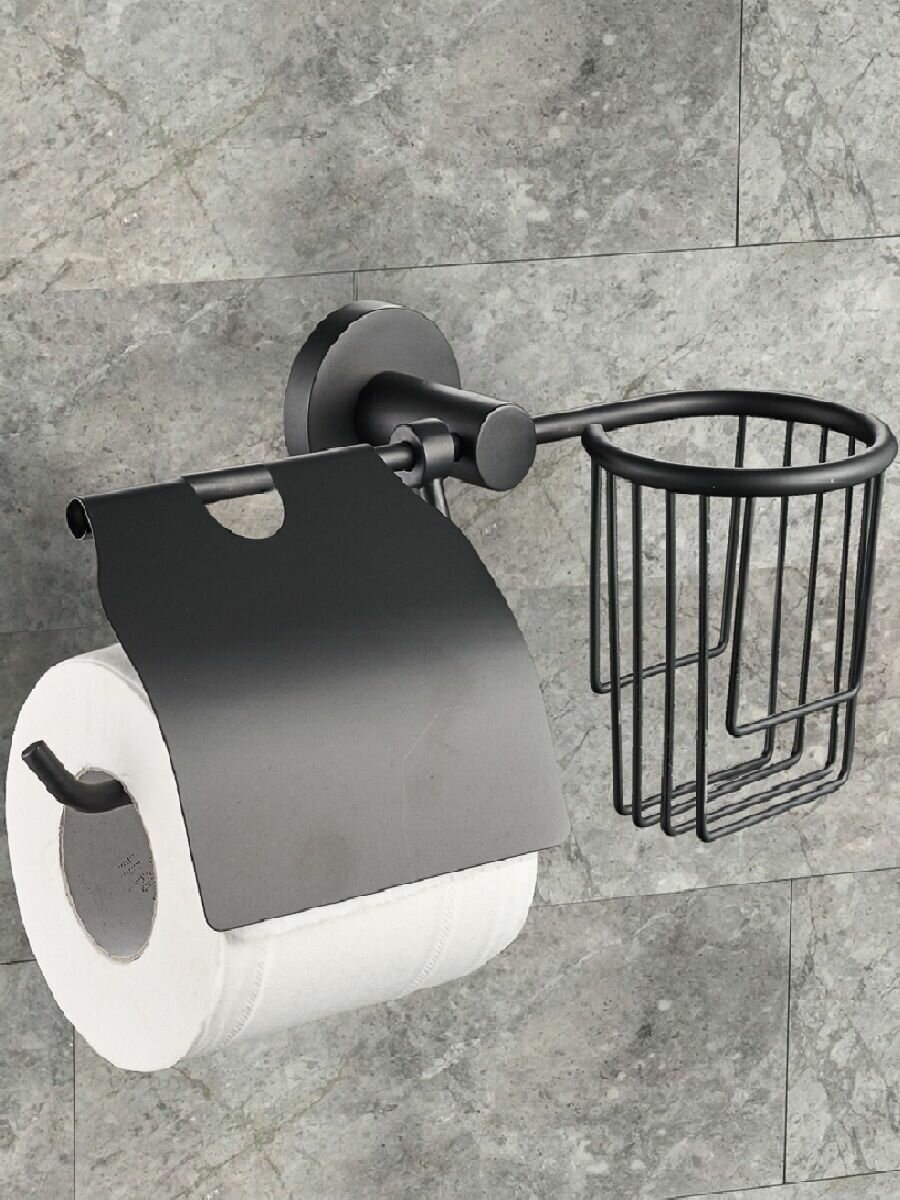 Держатель для туалетной бумаги и освежителя воздуха Black металл 20545 RAINDROPS