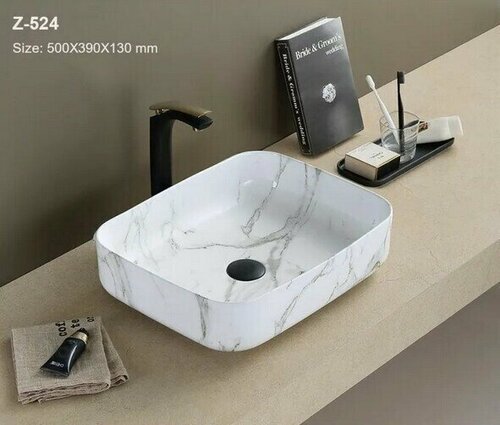 Раковина накладная Zandini Z-524 на столешницу для ванной комнаты без перелива керамическая под камень