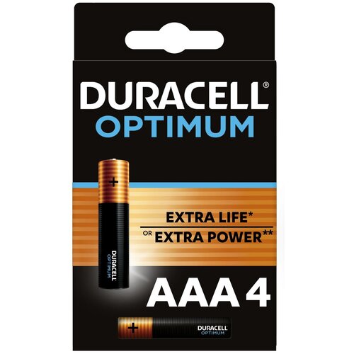 Батарея Duracell Alkaline LR03 Optimum AAA (4шт) блистер