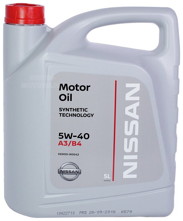 NISSAN Ke90090042r_масло Моторное Nissan 5w40 Motor Oil (5l) (Синт.)! Euapi Sl/Cf Acea A3/B4