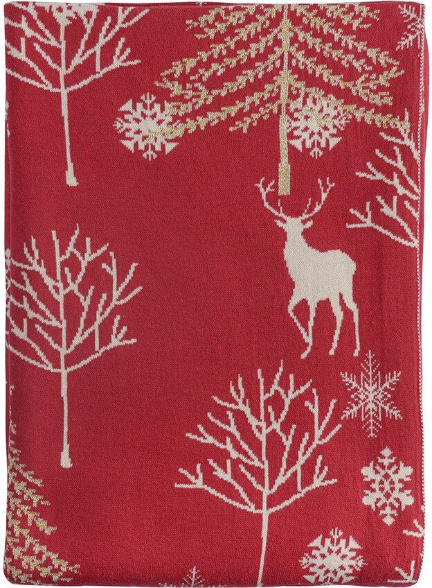 Плед из хлопка с новогодним рисунком winter fairytale из коллекции new year essential, 130х180 см