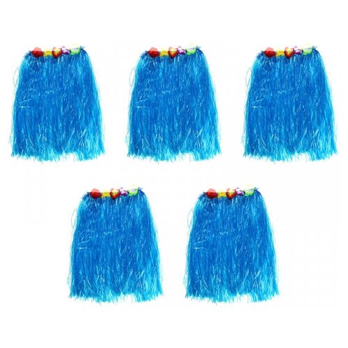 фото Гавайская юбка 60 см, цвет синий голубой (набор 5 шт.) happy pirate