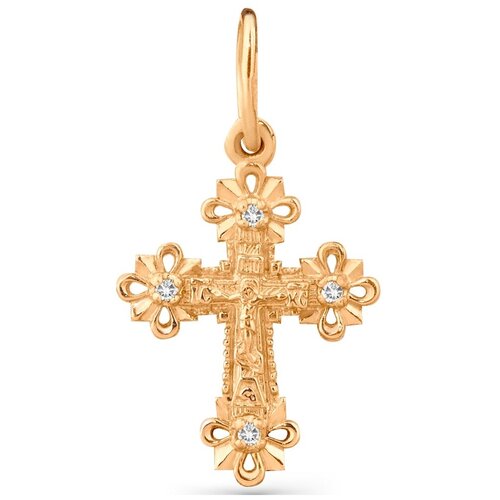 Крестик Tutushkin jeweler, красное золото, 585 проба, бриллиант