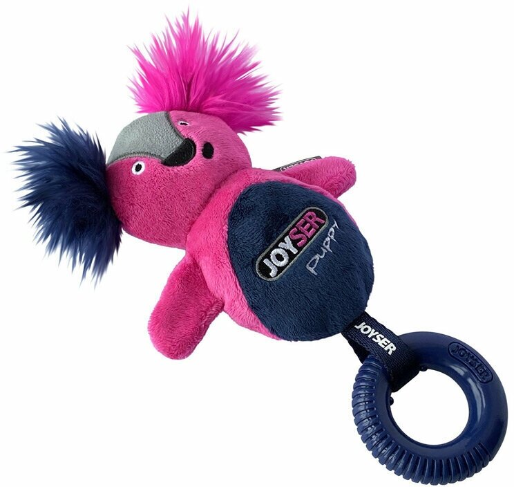 Игрушка JOYSER Puppy Белка с резиновым кольцом и пищалкой S/M розовая, 21 см
