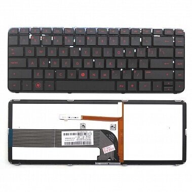 Клавиатура для ноутбука HP Pavilion dm4-3000 dv4-3000 черная кнопки красные с подсветкой