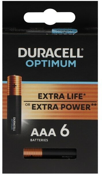 Батарейка алкалиновая Duracell OPTIMUM AAA LR03-6BL 1.5В блистер 6 шт.