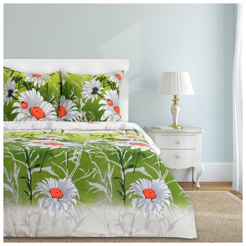 фото Постельное бельё "этель" 1,5 сп. ромашковое поле 143х215 см, 150х214 см, 70х70 см - 2 шт., 100% хлоп