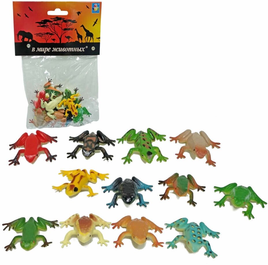 В мире животных набор игровых лягушек 12 штук 1toy - фото №7