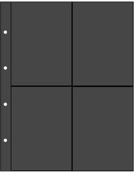 Комплект листов на чёрной основе двусторонний 250x200мм для бон и марок на 4 ячейки 120х90мм. Формат 
