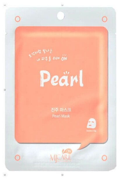 Маска тканевая для лица с жемчугом 22 гр, on Pearl mask pack, Mijin, 8809220800214