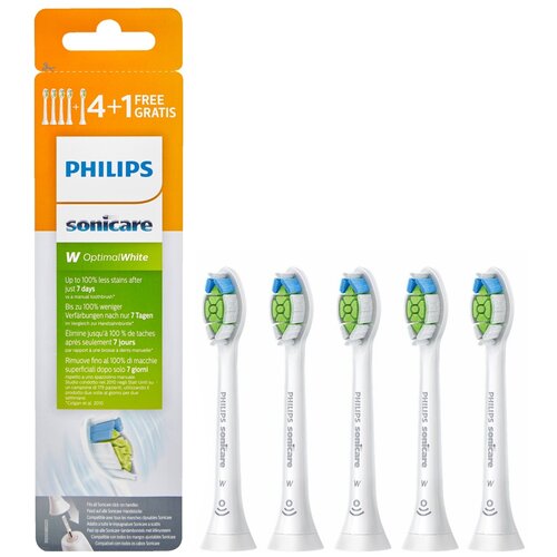 Набор насадок Philips Sonicare W Optimal White HX6065/10 для звуковой щетки, белый, 5 шт.