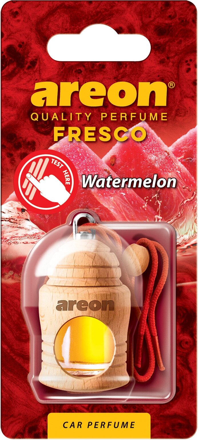 Дезодорант - освежитель воздуха AREON FRESCO Watermelon(Арбуз). Подвесная конструкция из натурального дерева с ароматной ёмкостью