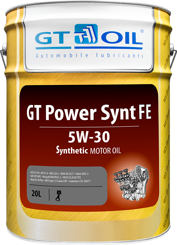Масло GT OIL моторное Power Synt FE, SAE 5W-30, API CI-4, 20 л