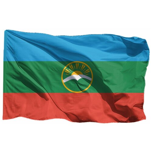 Флаг Карачаево-Черкесской Республики на шёлке, 90х135 см - для ручного древка флаг карачаево черкесской республики 90х135 см