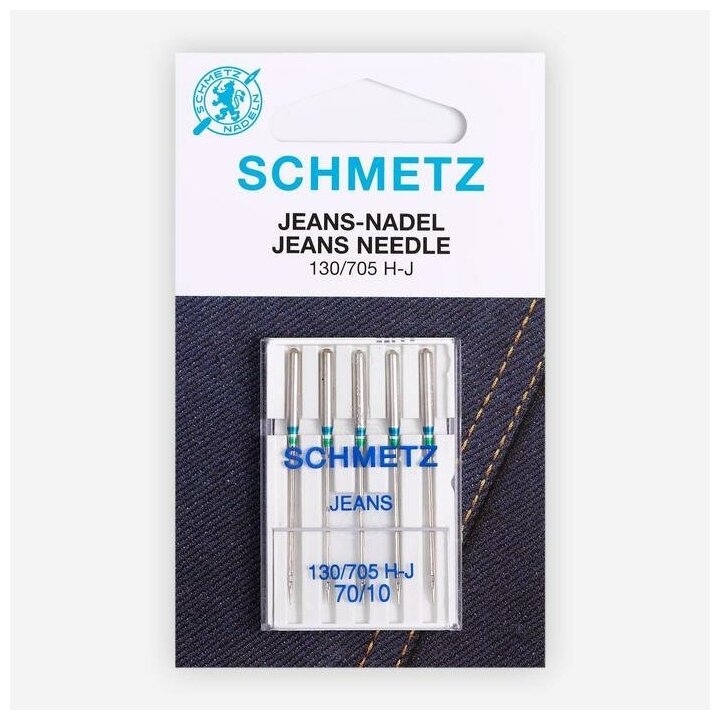 Игла/иглы Schmetz Jeans 130/705 Н-J 70/10 серебристый - фотография № 3