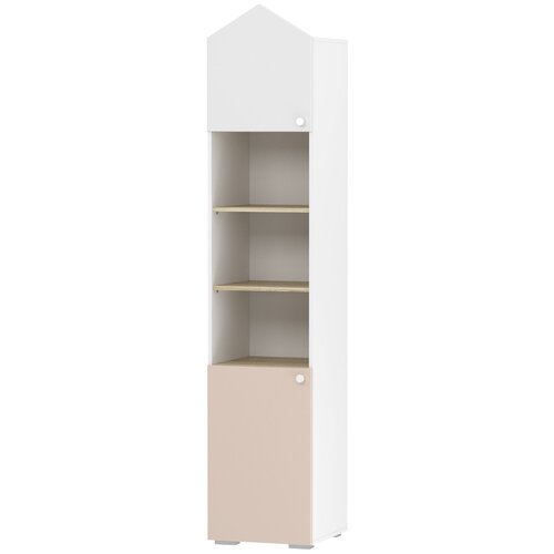Шкаф для книг Банни НМ 041.44 левый меренга, бисквит, белый, дуб сонома
