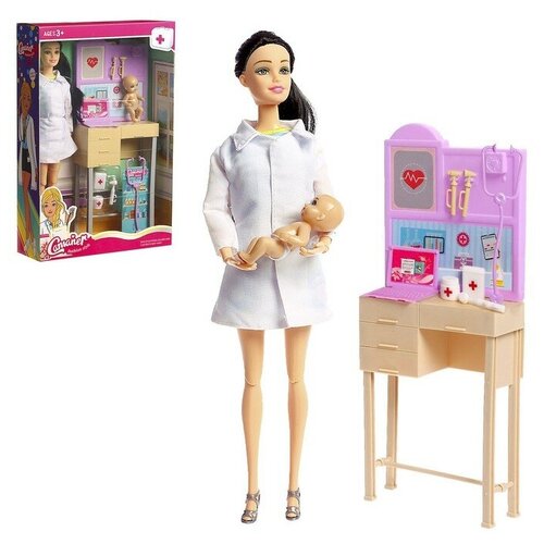 Кукла шарнирная КНР Доктор Лиза 29 см, с малышом 6 см, с мебелью и аксессуарами (KQ109A)