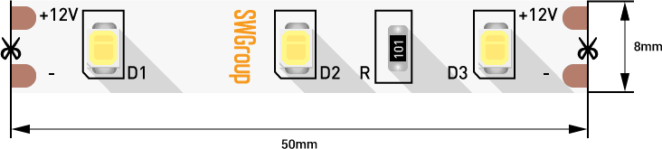 SWGroup Светодиодная лента SWGroup 2835, 60 д/м, 4,8W, 12V, IP20, холодный белый, открытая - фотография № 6