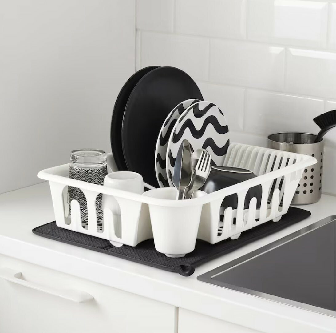 Изображение Коврик для сушки посуды IKEA NYSKOLJD, 44х36 см, темно-серый