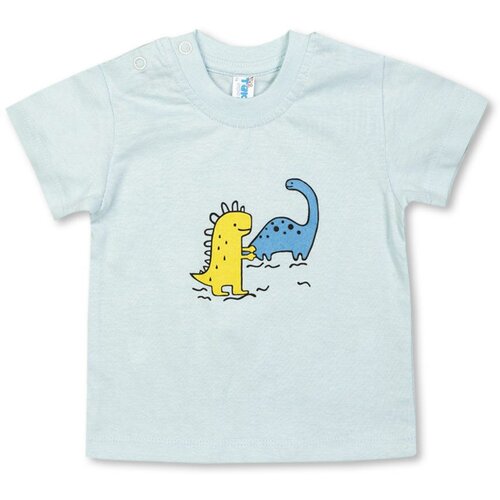 фото Футболка для малыша - голубой светлый - динозаврики , размер 74 takro