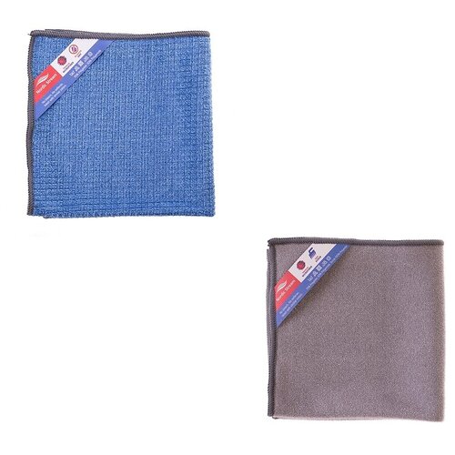 Набор из тряпки для стекол из микрофибры 30х30 и двусторонней тряпки из микрофибры 30х30