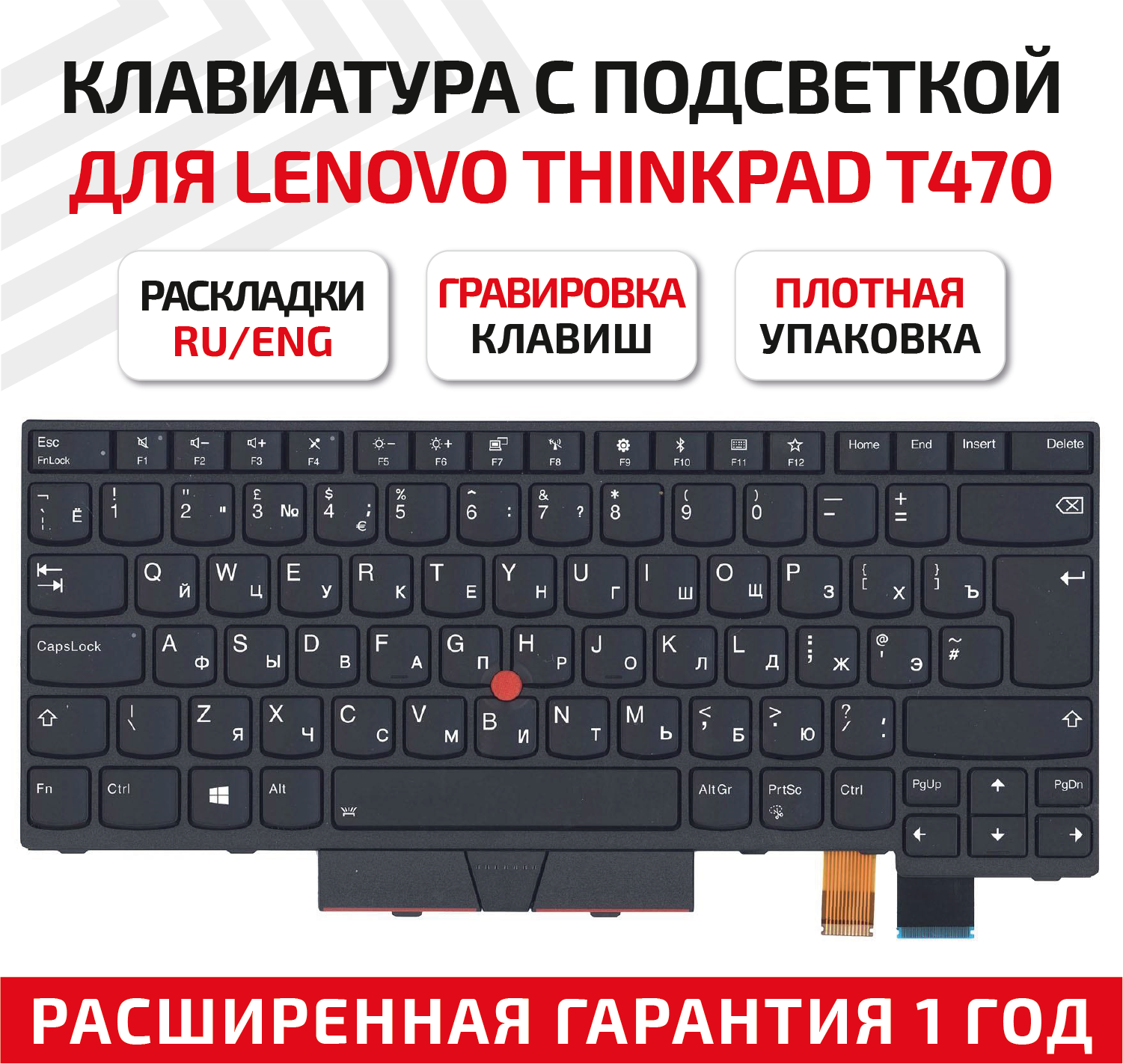 Клавиатура (keyboard) 01HX481 для ноутбука Lenovo ThinkPad A475, T470, T480, A485, черная с подсветкой
