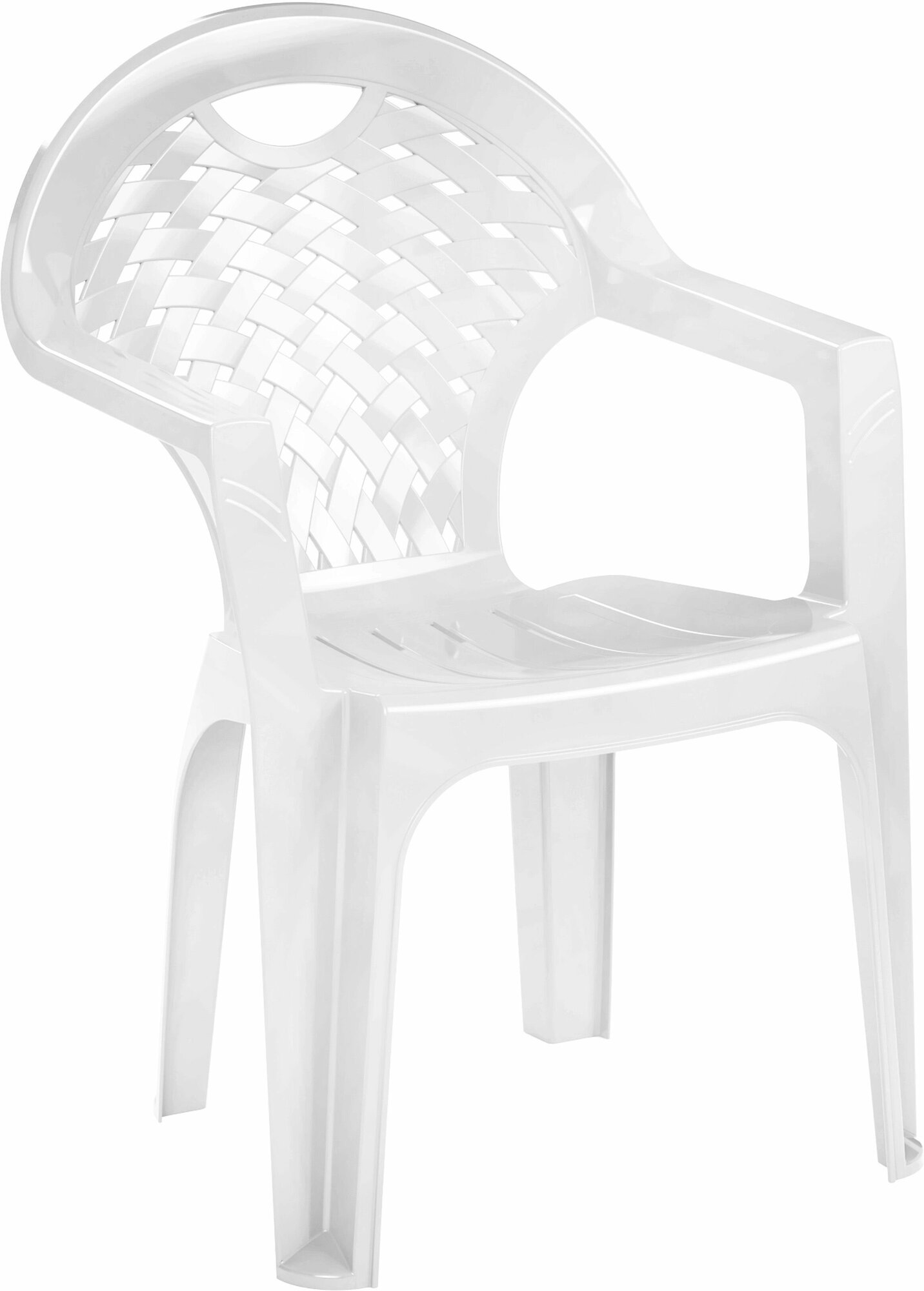 Садовое кресло с подлокотниками Садовый стул Пластик белый ривьера 56х56 h835см