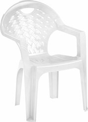 Садовое кресло с подлокотниками Садовый стул Пластик белый ривьера 56х56 h83,5см