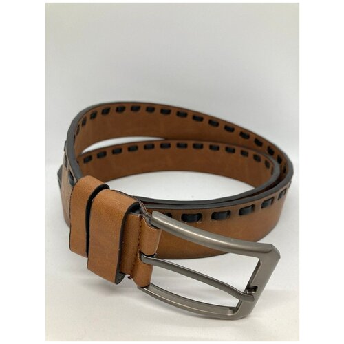 фото Ремень коричневый из натуральной кожи с черным шнуром россия