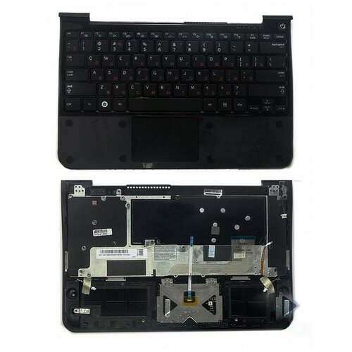 Клавиатура для ноутбука Samsung NP900X1A NP900X1B Series Плоский Enter Черная c топкейсом PN BA59-02907C 4233₽