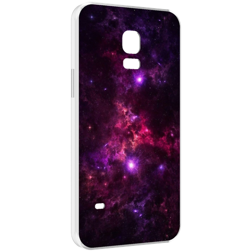 Чехол MyPads фиолетовый-космос-с-облаками для Samsung Galaxy S5 mini задняя-панель-накладка-бампер