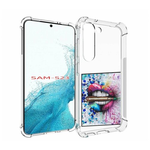 Чехол MyPads разноцветные губы с пулей для Samsung Galaxy S23 задняя-панель-накладка-бампер