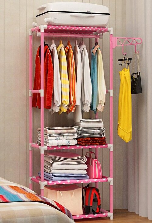 Напольная вешалка-стойка GEEK LIFE, вешалка для хранения вещей (одежды) 170х35х55 см, розовый
