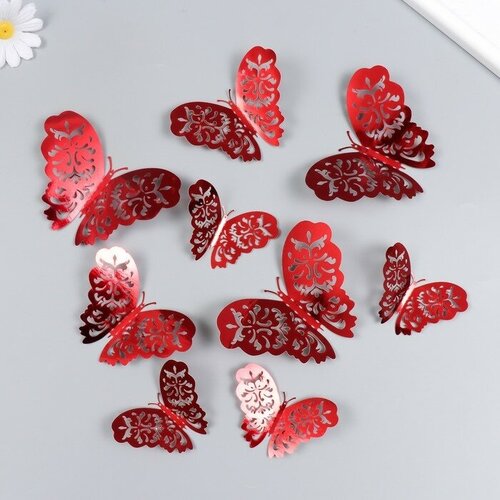 SUI Наклейка пластик Бабочки ажур фуксия набор 12 шт 12 см 10 см 8 см 391₽