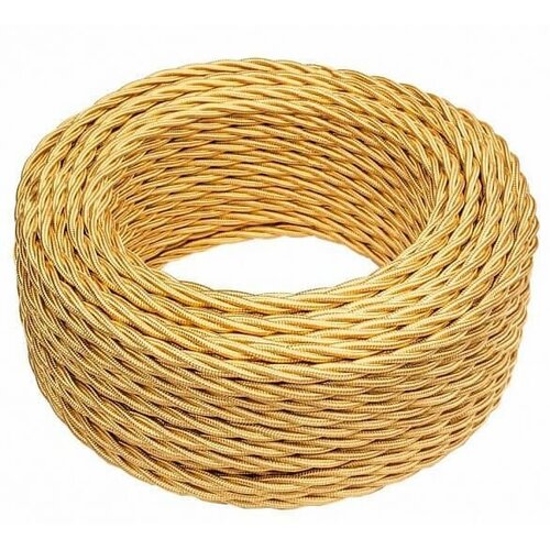 Кабель электрический ретро-проводка витая BIRONI 2х25 золотой - 5 м 1635₽