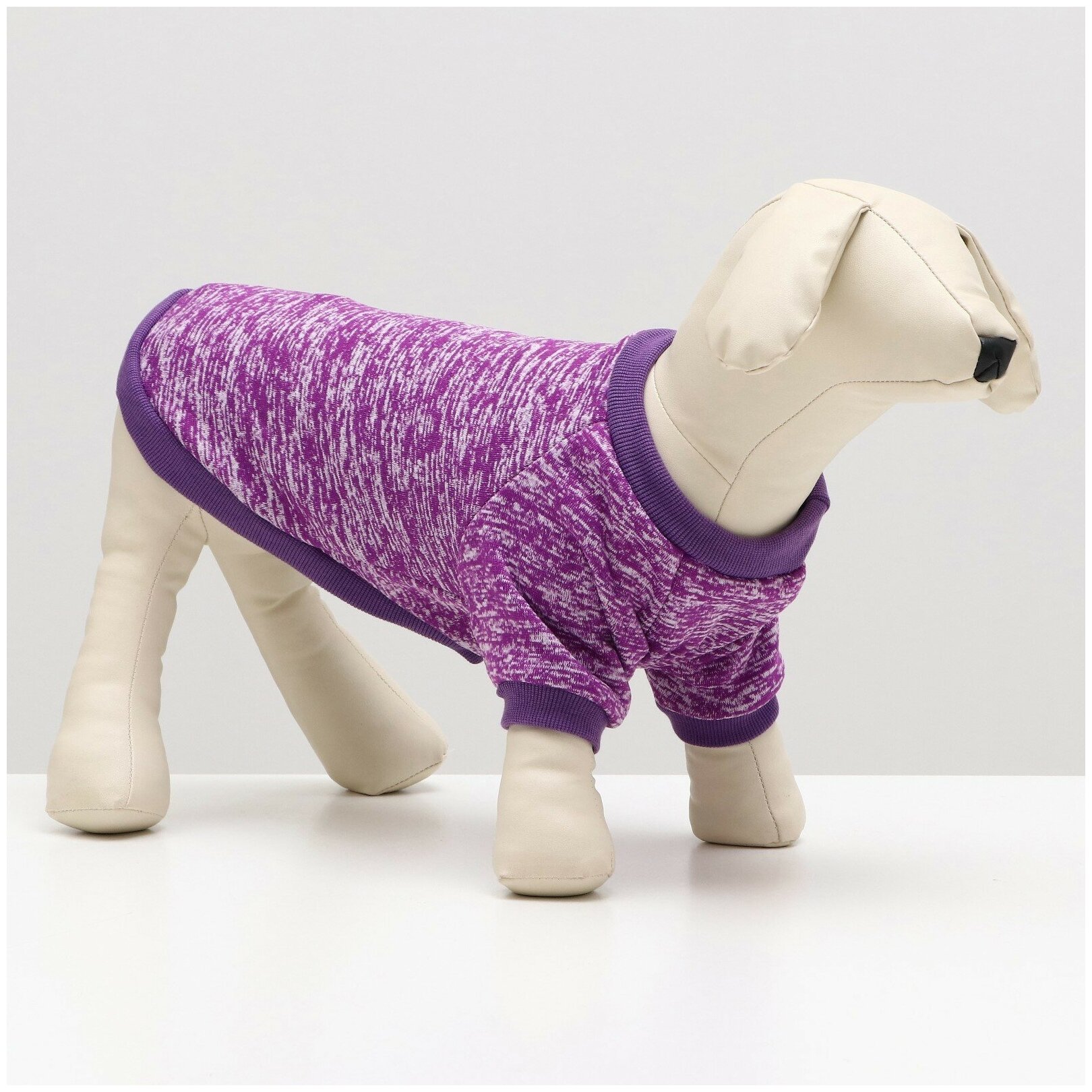 Свитер для собак меланжевый, размер XL (ДС 35 см), фиолетовый - фотография № 1