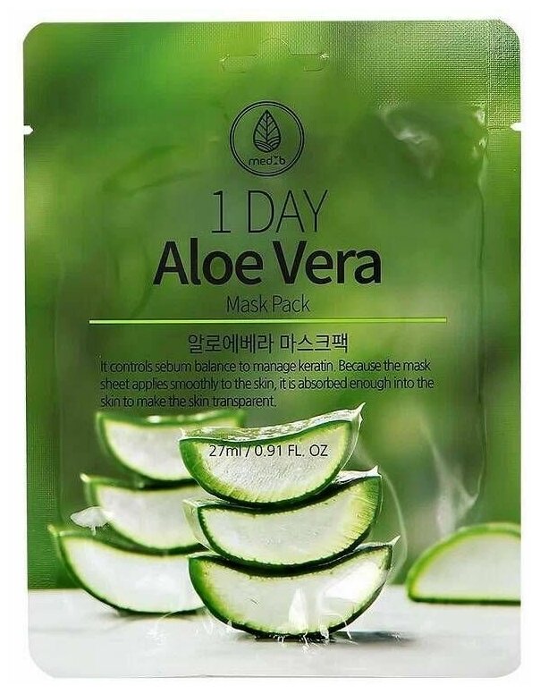 Маска тканевая для лица MEDB 1 day aloe с экстрактом алоэ, 27 мл - фото №4